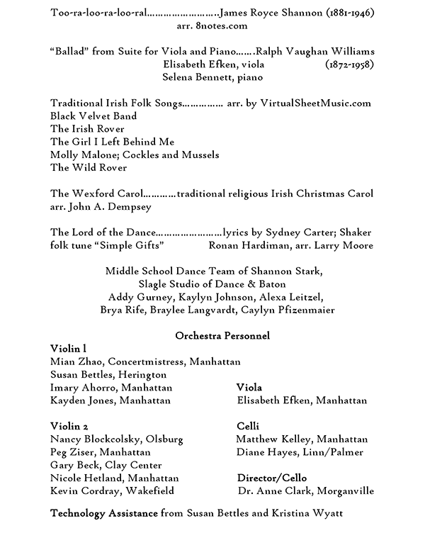 St Patricks Day Concert Program Page 2